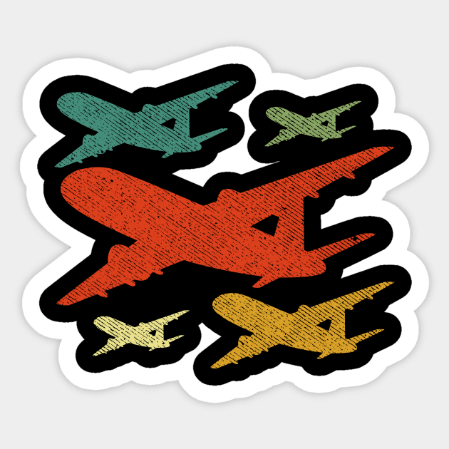 Retro Airplane Vintage Pilot Flying Sticker by theperfectpresents